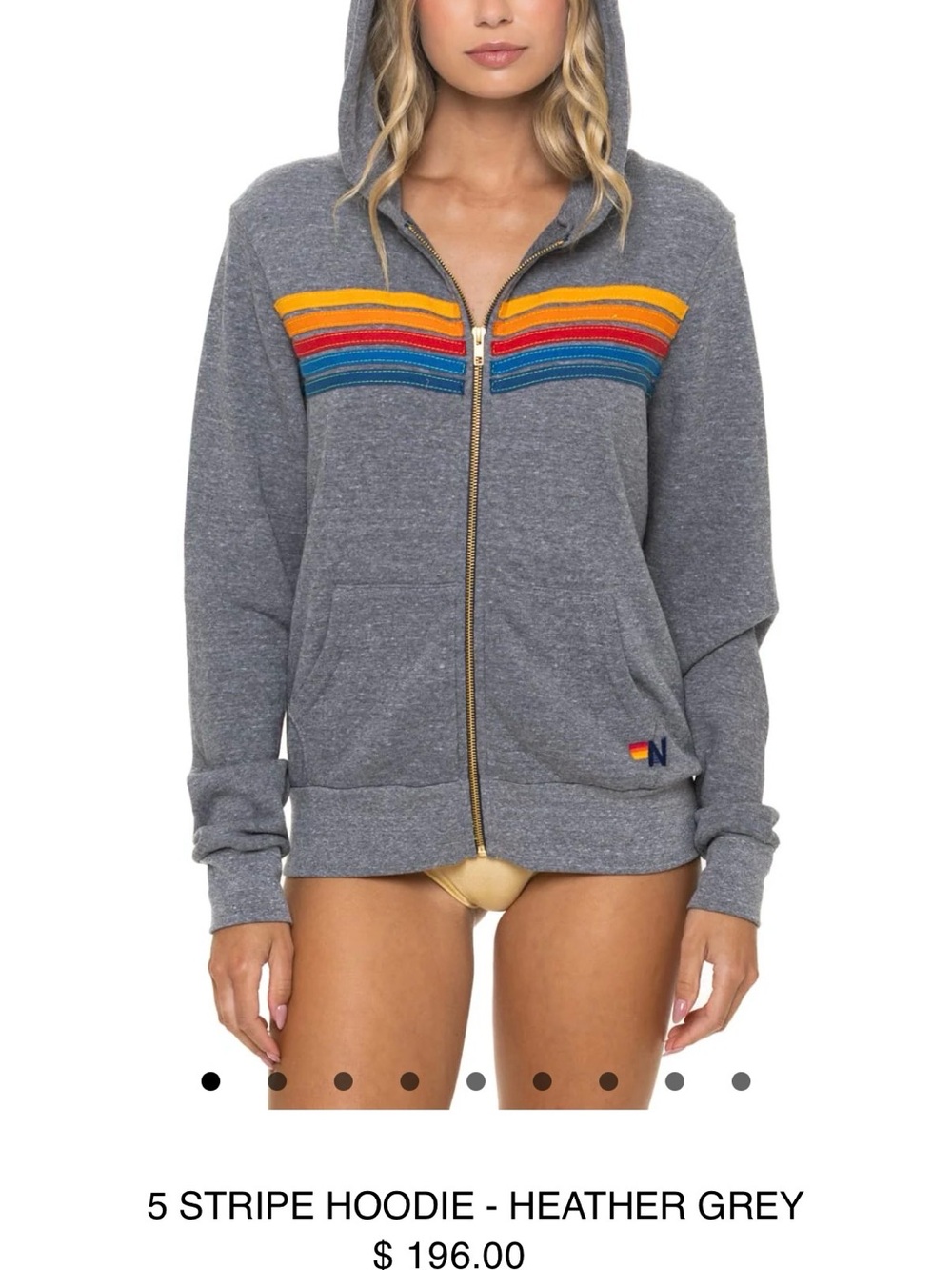 Aviator Nation Heather Grey 5-Stripe Zip Hoodie